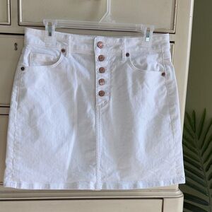Loft White Button-Front Denim Skirt size 4